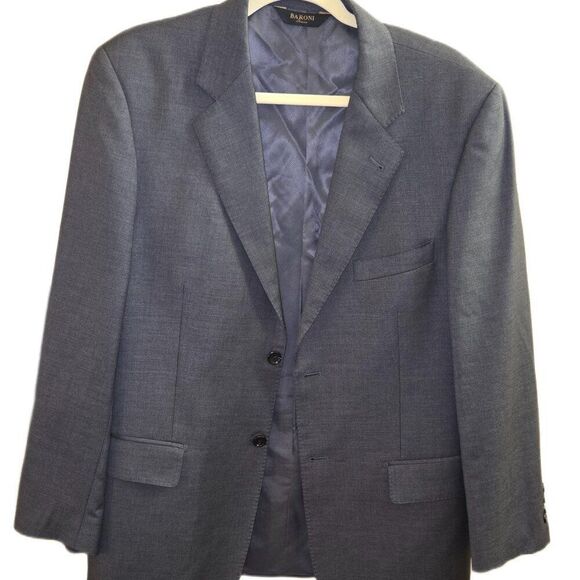 Baroni Mens Grey Wool Two Button Blazer Size 42R - Picture 1 of 6
